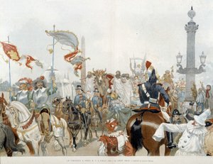 Carnaval in Parijs: beef gras - aquarel door Adrien Marie