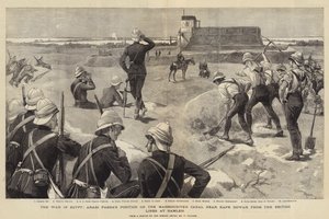 De Oorlog in Egypte, de Positie van Arabi Pasha aan het Mahmoudiyeh Kanaal nabij Kafr Dowar vanuit de Britse Linies bij Ramleh door Adrien Emmanuel Marie