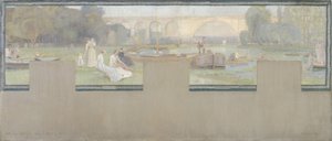 Schets voor het stadhuis van Nogent-sur-Marne: De rust - de navigatie, lente 1889 door Adrien Karbowsky