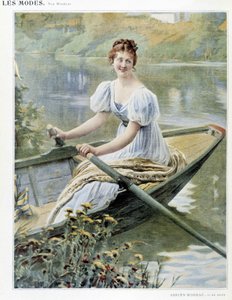 Vrouw die een boot maakt op de Seine