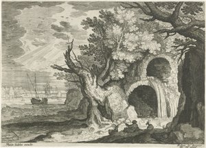 Aquaduct met waterval door Egidius  Sadeler (II)