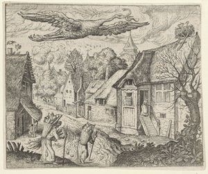Fabel van de oude ooievaar door Egidius  Sadeler (II)