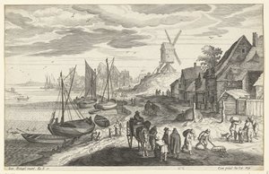 Landschap aan de kust met windmolen
