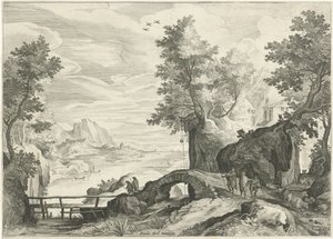 Rivierlandschap door Egidius  Sadeler (II)