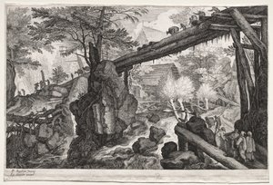 Acht Boheemse Landschappen: Landschap met Houten Brug over Waterval