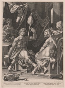 Hercules en Omphale door Aegidius Sadeler II