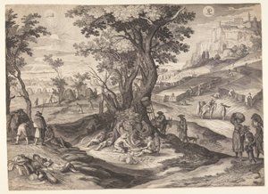 Juli/augustus, van De Twaalf Maanden door Aegidius Sadeler II