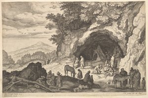 Landschap met zigeunerkamp door Aegidius Sadeler II