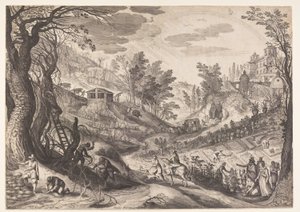 Maart/April, van De Twaalf Maanden door Aegidius Sadeler II