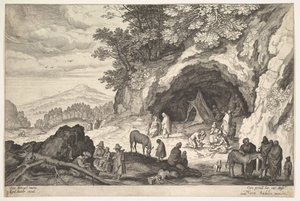 Bergachtig landschap met een groep zigeuners, 1586-1629 door Aegidius Sadeler II