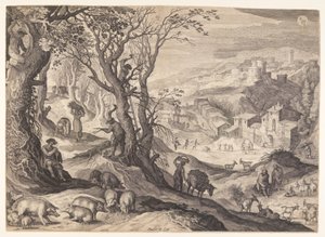 November/December, van De Twaalf Maanden door Aegidius Sadeler II