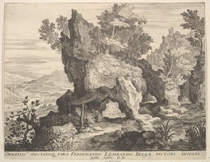 Rotsachtig landschap met St. Hiëronymus door Aegidius Sadeler II