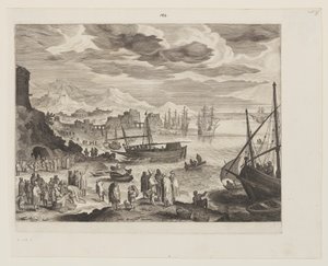 Kust met vissers en visverkopers door Aegidius Sadeler II