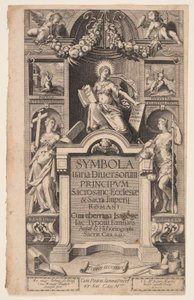 Titelpagina van Symbola varia diversorum door Aegidius Sadeler II