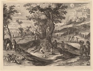 Juli en Augustus door Aegidius Sadeler II after Paul Bril