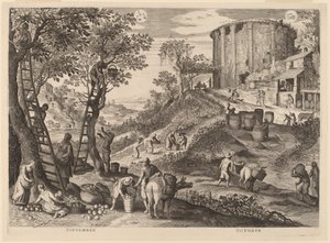 September en oktober door Aegidius Sadeler II after Paul Bril
