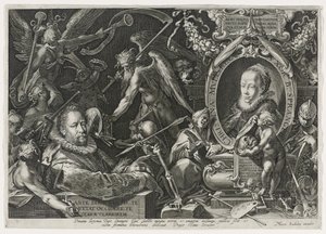 Bartholomaeus Spranger en zijn vrouw, Christina Muller, 1600 door Aegidius Sadeler or Saedeler