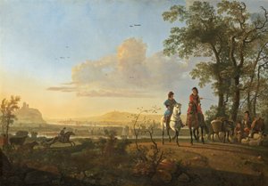 Ruiters en Herders met Vee, 1655-1660 door Aelbert Cuyp