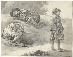Drie studies van een kleine herder door Aelbert Cuyp