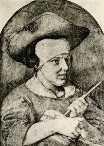 Vrouw met strohoed en Rommelpot door Aert Cosyn