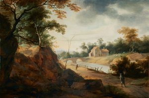 Landschap met reizigers door Aert Jansz Marienhof