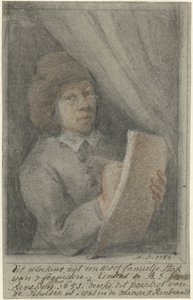 Detail (zelfportret van Constantijn Daniël à Renesse) door Aert Schouman