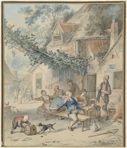 Vrolijk gezelschap bij een herberg