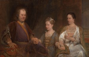 Hermanus Boerhaave (1668-1738), Professor in de Geneeskunde aan de Universiteit van Leiden, met zijn vrouw Maria Drolenvaux (1686-1746) en hun dochter Johanna Maria (1712-91)