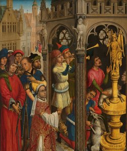 Augustinus offert aan een afgodsbeeld van de Manicheeërs (?) door Aert van den Bossche (attributed to)