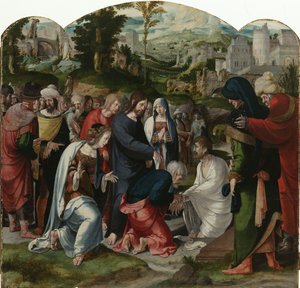 De Opwekking van Lazarus (middenpaneel van het drieluik)