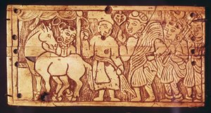 Verhaal van de Mangala-asva van de koning van Benares, uit Begram
