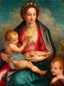 Madonna en kind met St. Johannes door Andrea del (after) Sarto