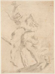 Studie voor Hercules en Antaeus door After Annibale Carracci