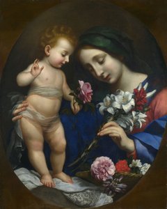 De maagd en het kind met bloemen door after Carlo Dolci