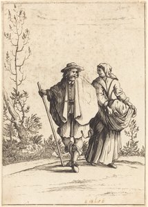 Bedelaarskoppel, met Landschap op de Achtergrond door After Jacques Callot
