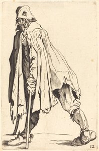 Bedelaar met Krukken en Pet door After Jacques Callot