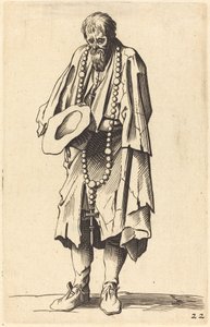 Bedelaar met rozenkrans door After Jacques Callot