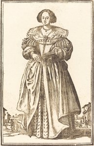 Adellijke Vrouw met Waaier door After Jacques Callot