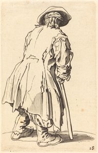 Oude Bedelaar met Eén Kruk door After Jacques Callot