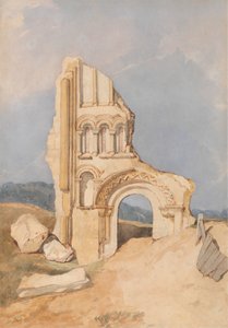 Ruïne van een Normandische kerk door After John Sell Cotman