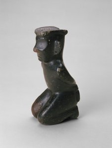 Knielende figuur, China, waarschijnlijk Sichuan provincie, laat 2e millennium v.Chr. door Age Bronze