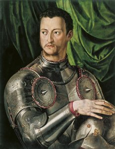 Portret van Groothertog van Toscane Cosimo I de Medici 1519-1574 in harnas door Agnolo Bronzino