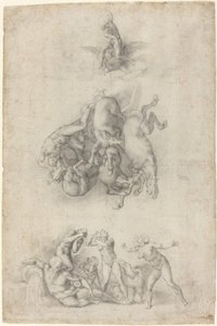 De Val van Phaethon door Agnolo Bronzino or Giulio Clovio after Michelangelo