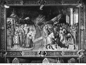 Koningin van Sheba Aanbiddend het Kruis en Salomo Begraven een van de Balken van het Kruis door Agnolo Gaddi