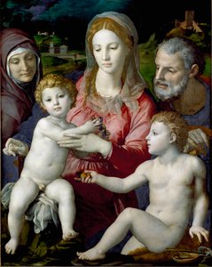 De Heilige Familie met Sint Anna en Sint Johannes Kind door Agnolo Bronzino