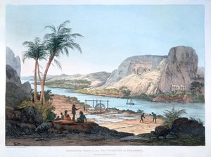 Buitenaanzicht van de twee tempels in Ybsambul, Egypte, 1820 door Agostino Aglio