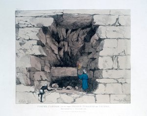 Gedwongen doorgang in de tweede piramide van Gizeh, Egypte, 1820