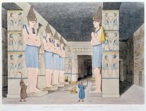 Het interieur van de tempel in Ybsombul in Nubië, 1820-1822