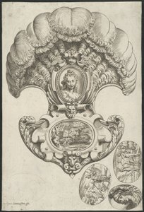 Een hoofdtooi in de vorm van een waaier door Agostino Carracci