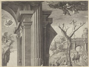 Aanbidding door de koningen (deel rechtsboven) door Agostino Carracci